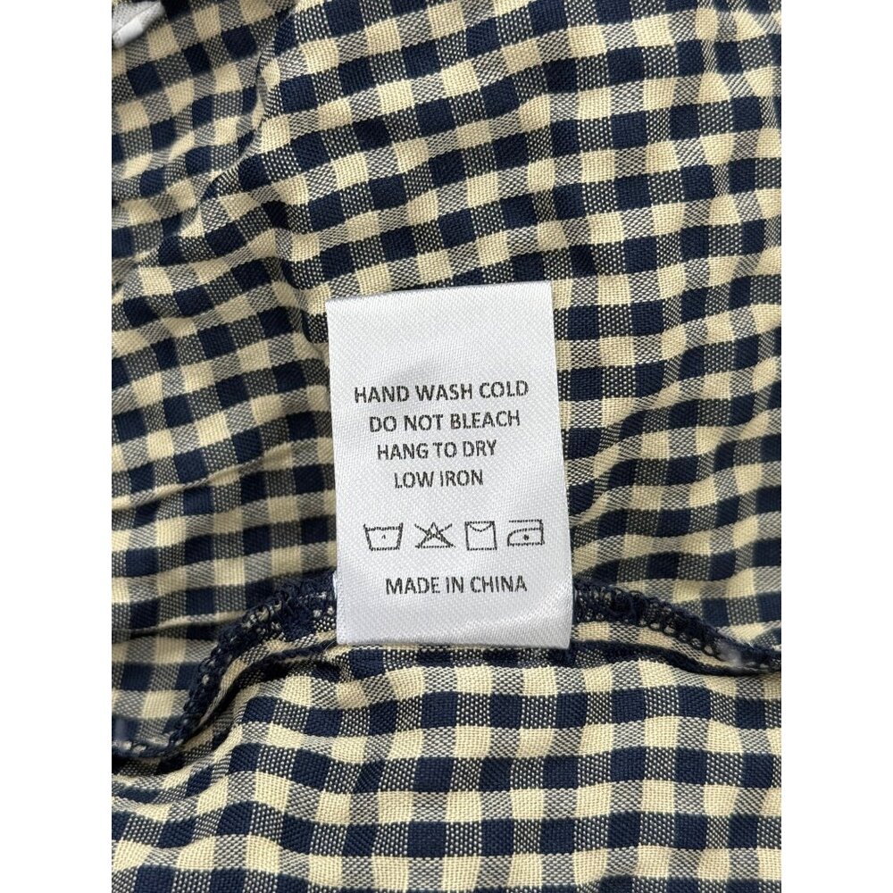 Pomander Place Long Sleeve Kenzo Dress Navy Blue Cream Gingham Womens Size XS - Picture 9 of 9